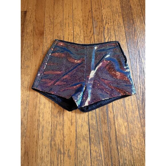 BLANKNYC Shorts Womens 25 Black Iridescent Sequin High Rise Side Zip Festival - Picture 1 of 6